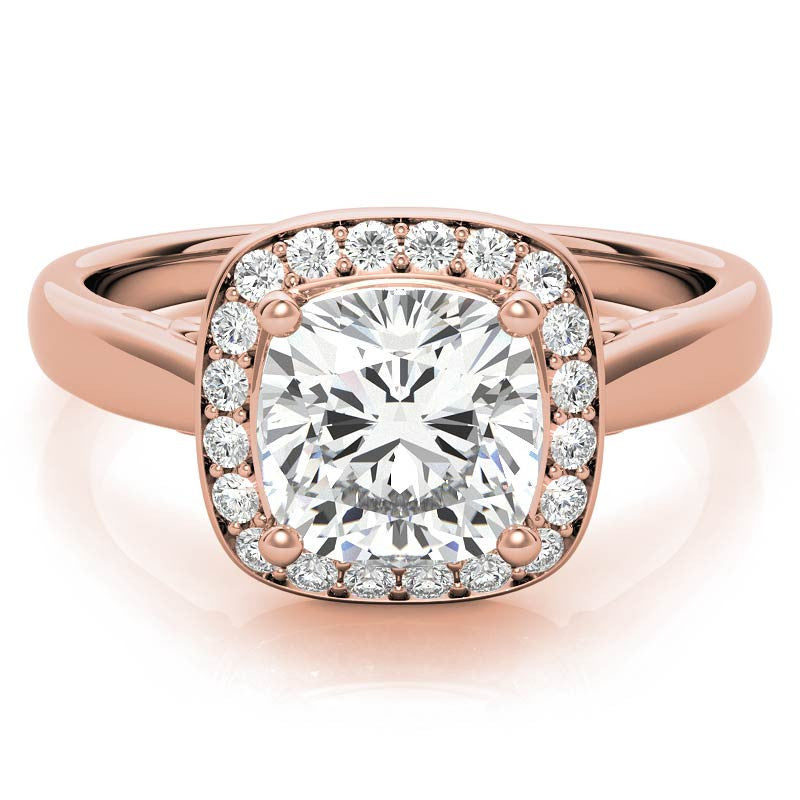 Cushion Scroll Halo Moissanite Engagement Ring