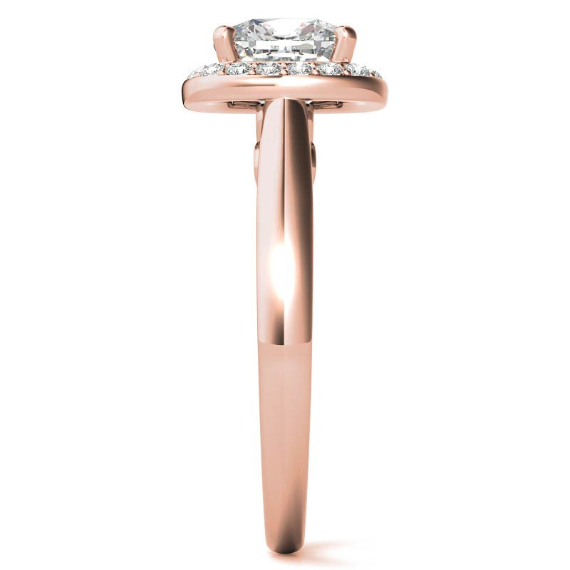 Cushion Scroll Halo Moissanite Engagement Ring