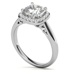 Cushion Scroll Halo Moissanite Engagement Ring
