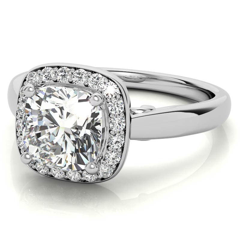 Cushion Scroll Halo Moissanite Engagement Ring