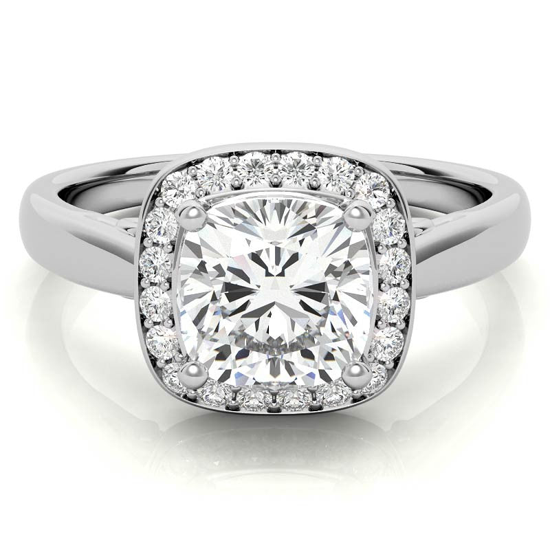 Cushion Scroll Halo Moissanite Engagement Ring