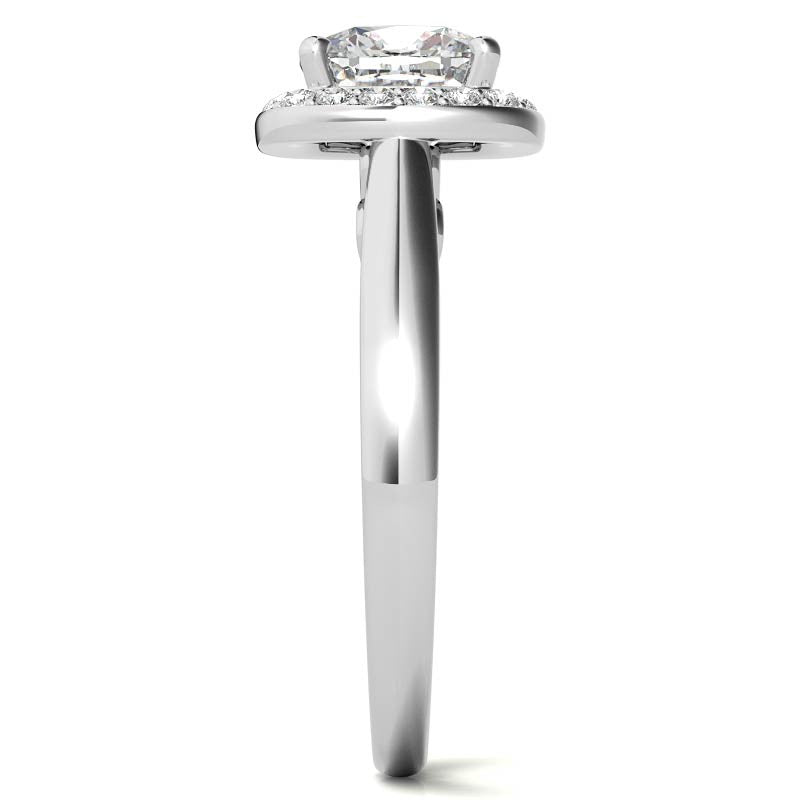Cushion Scroll Halo Moissanite Engagement Ring