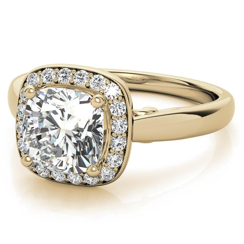 Cushion Scroll Halo Moissanite Engagement Ring