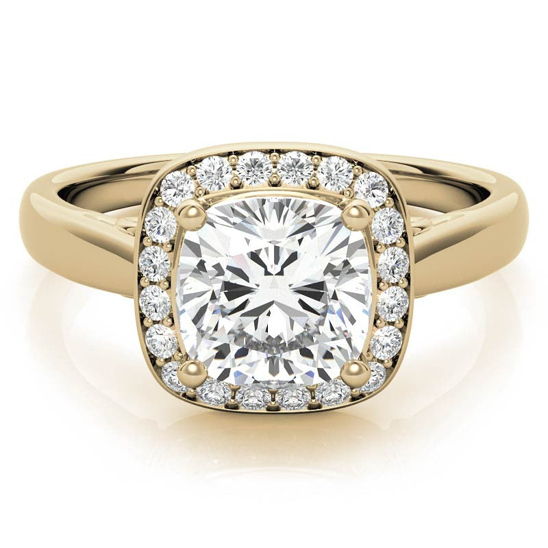 Cushion Scroll Halo Moissanite Engagement Ring