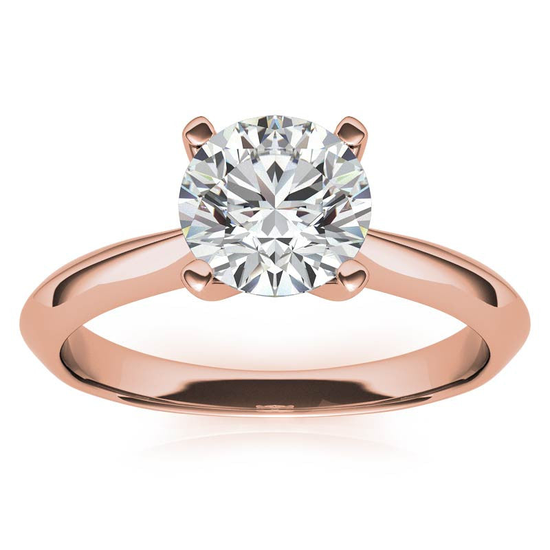 Round Brilliant Moissanite Tapered Knife Edge Solitaire Ring