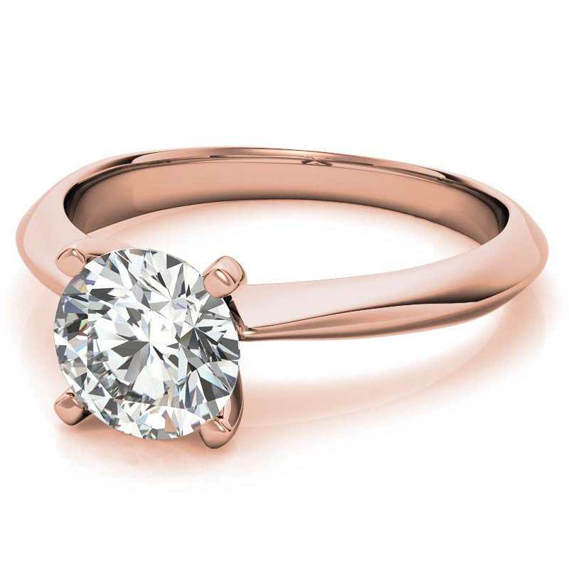 Round Brilliant Moissanite Tapered Knife Edge Solitaire Ring