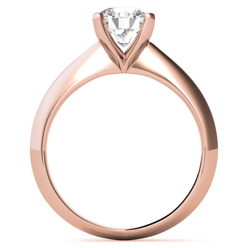 Round Brilliant Moissanite Tapered Knife Edge Solitaire Ring