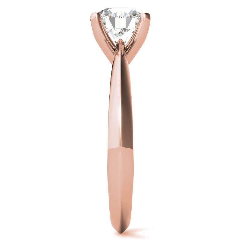 Round Brilliant Moissanite Tapered Knife Edge Solitaire Ring