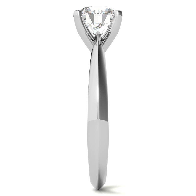 Round Brilliant Moissanite Tapered Knife Edge Solitaire Ring