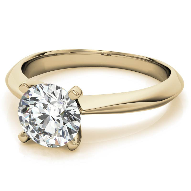 Round Brilliant Moissanite Tapered Knife Edge Solitaire Ring