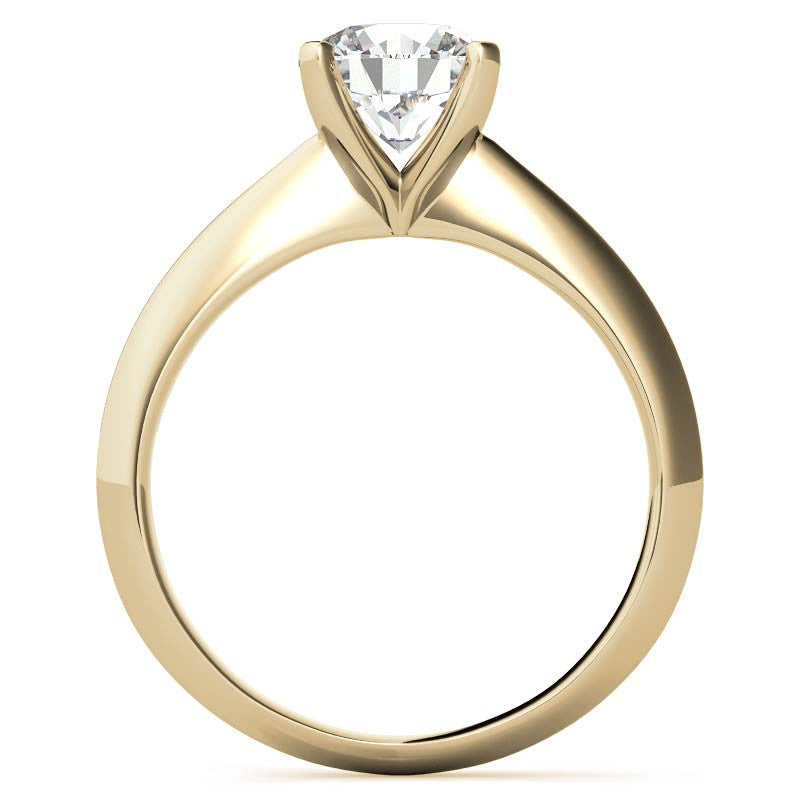 Round Brilliant Moissanite Tapered Knife Edge Solitaire Ring