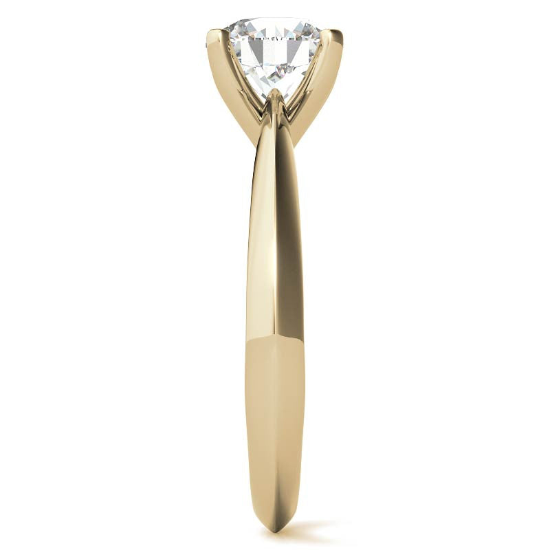 Round Brilliant Moissanite Tapered Knife Edge Solitaire Ring