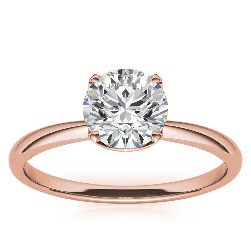 4-Prong Accented Tulip Round Brilliant Moissanite Solitaire Ring