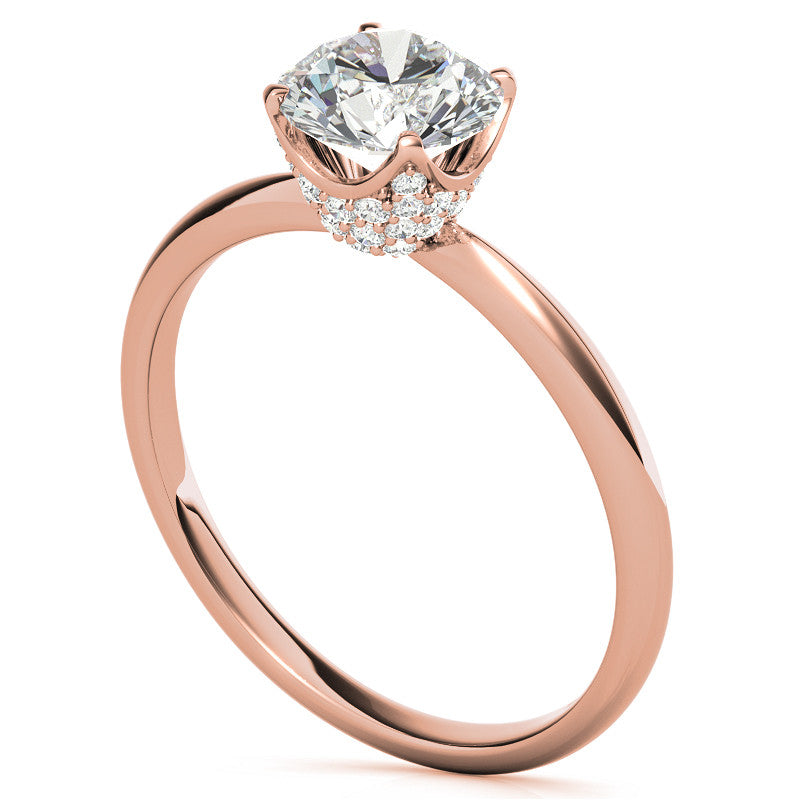 4-Prong Accented Tulip Round Brilliant Moissanite Solitaire Ring