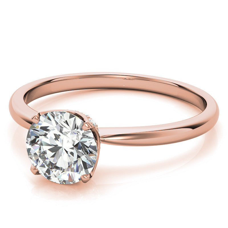 4-Prong Accented Tulip Round Brilliant Moissanite Solitaire Ring