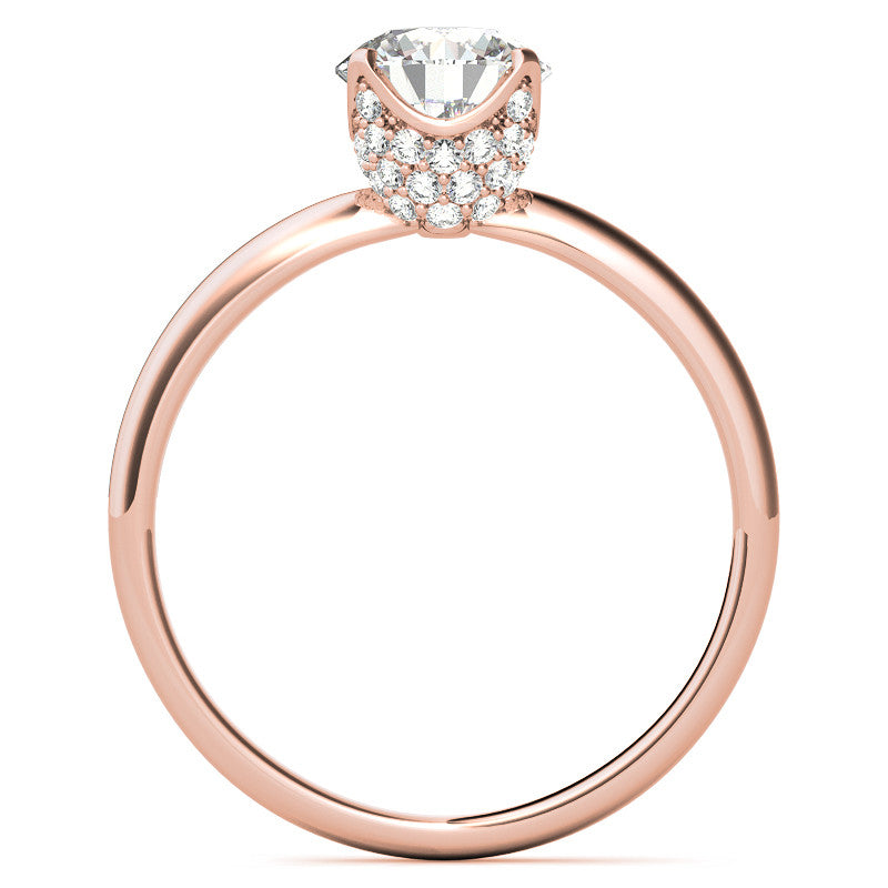 4-Prong Accented Tulip Round Brilliant Moissanite Solitaire Ring