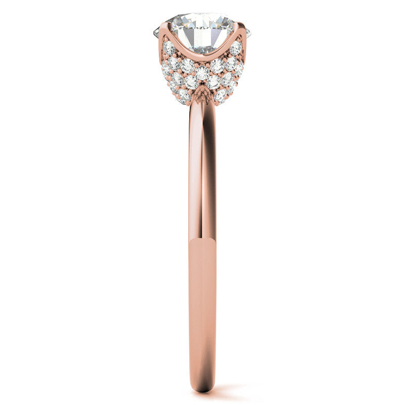 4-Prong Accented Tulip Round Brilliant Moissanite Solitaire Ring