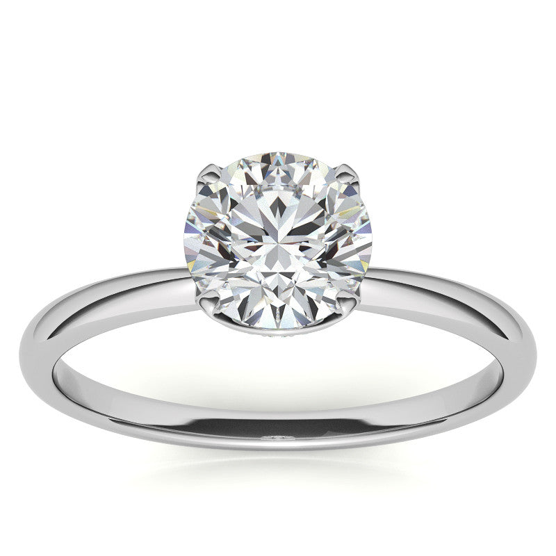 4-Prong Accented Tulip Round Brilliant Moissanite Solitaire Ring