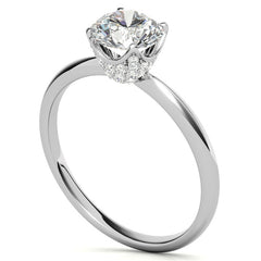 4-Prong Accented Tulip Round Brilliant Moissanite Solitaire Ring