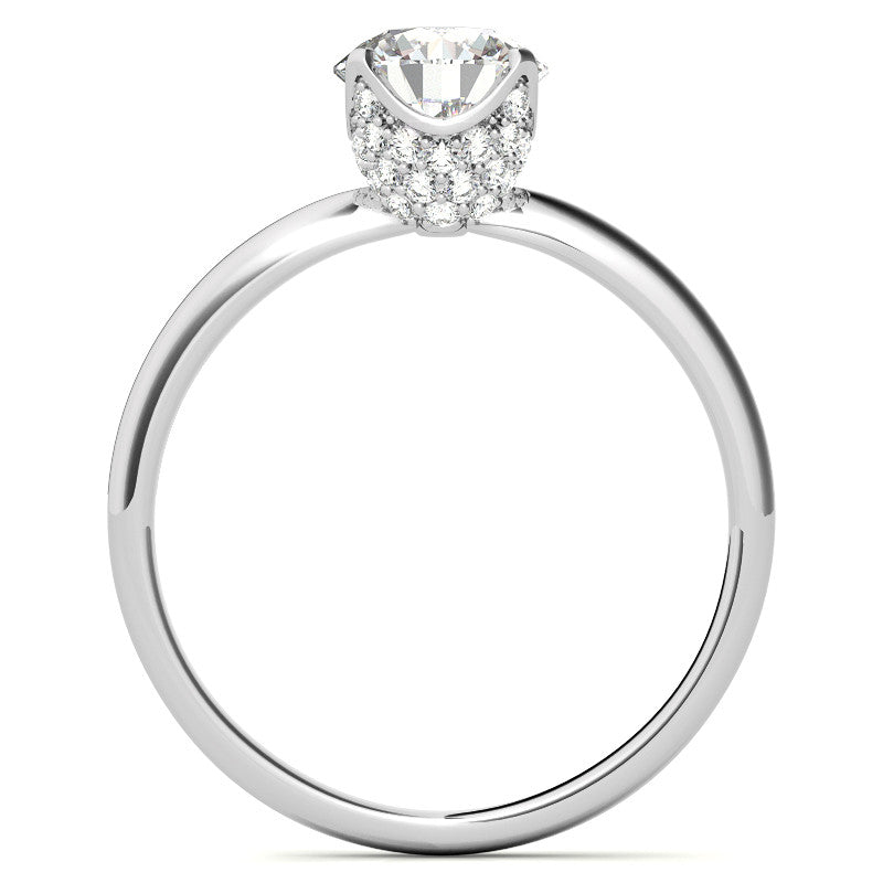 4-Prong Accented Tulip Round Brilliant Moissanite Solitaire Ring