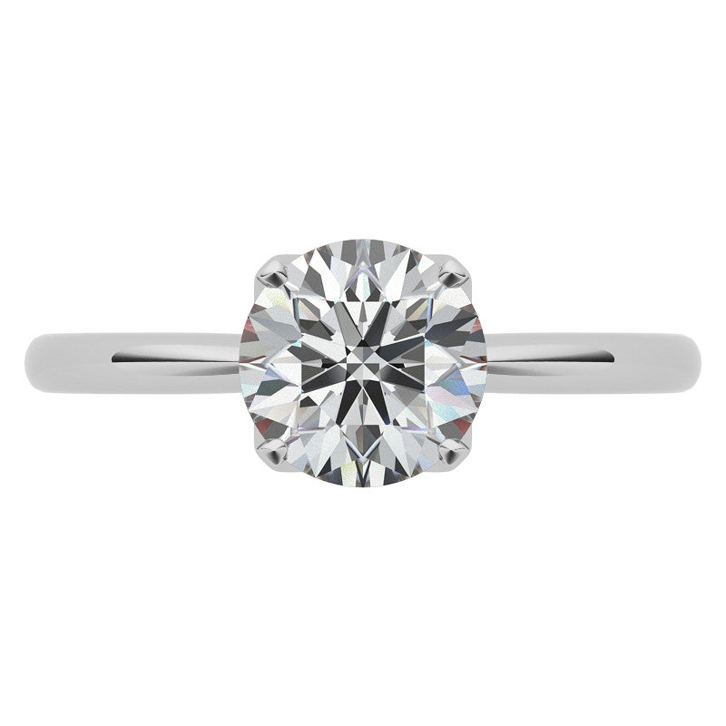 4-Prong Accented Tulip Round Brilliant Moissanite Solitaire Ring