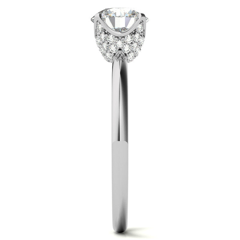 4-Prong Accented Tulip Round Brilliant Moissanite Solitaire Ring