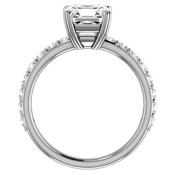 Asscher cut Moissanite Double Prong Engagement Ring