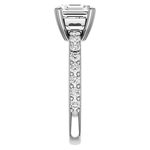 Asscher cut Moissanite Double Prong Engagement Ring