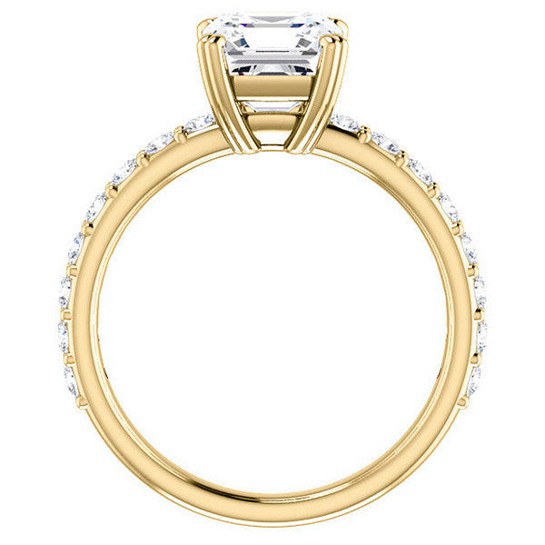 Asscher cut Moissanite Double Prong Engagement Ring