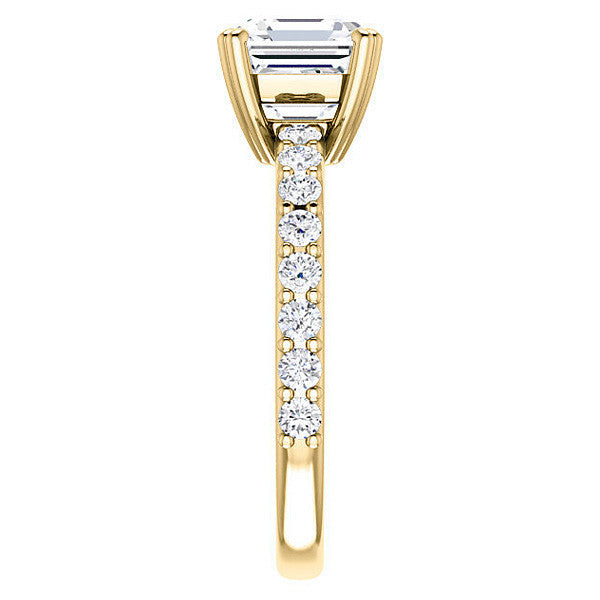 Asscher cut Moissanite Double Prong Engagement Ring