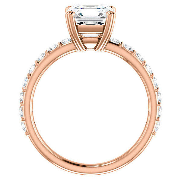 Asscher cut Moissanite Double Prong Engagement Ring