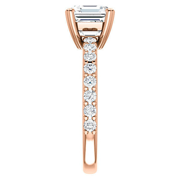 Asscher cut Moissanite Double Prong Engagement Ring