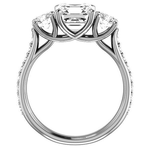 Asscher cut 3-Stone Style Moissanite Engagement Ring