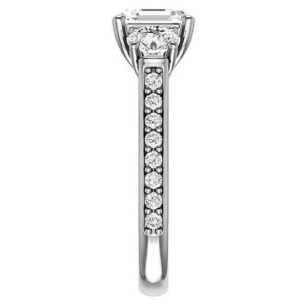 Asscher cut 3-Stone Style Moissanite Engagement Ring