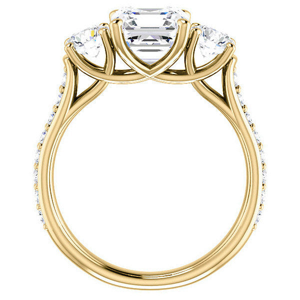 Asscher cut 3-Stone Style Moissanite Engagement Ring