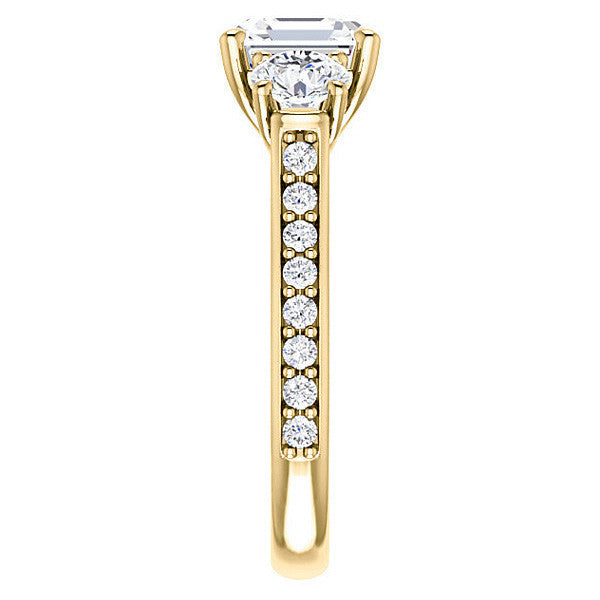 Asscher cut 3-Stone Style Moissanite Engagement Ring
