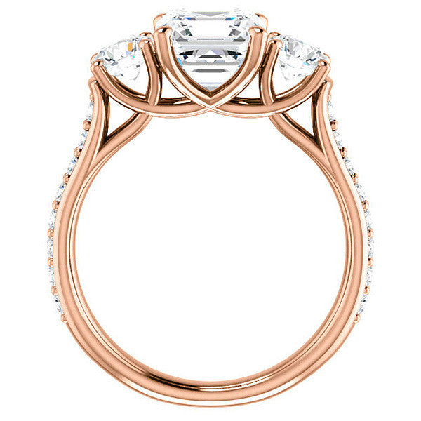 Asscher cut 3-Stone Style Moissanite Engagement Ring