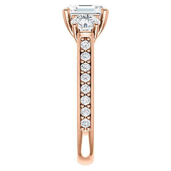 Asscher cut 3-Stone Style Moissanite Engagement Ring
