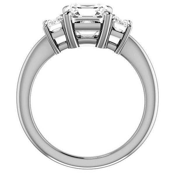 Asscher cut Moissanite 3-Stone Engagement Ring