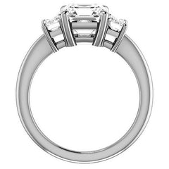Asscher cut Moissanite 3-Stone Engagement Ring