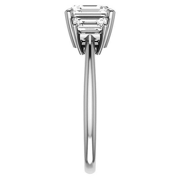 Asscher cut Moissanite 3-Stone Engagement Ring