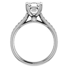 Asscher cut Moissanite Double Prong Channel Eng Ring