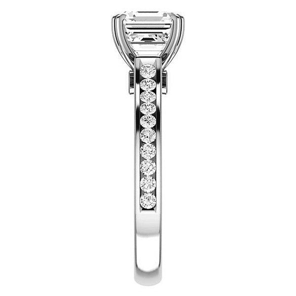 Asscher cut Moissanite Double Prong Channel Eng Ring
