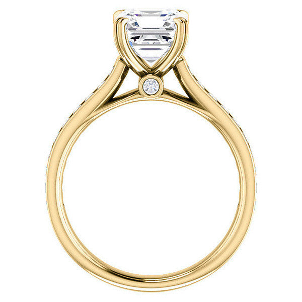 Asscher cut Moissanite Double Prong Channel Eng Ring