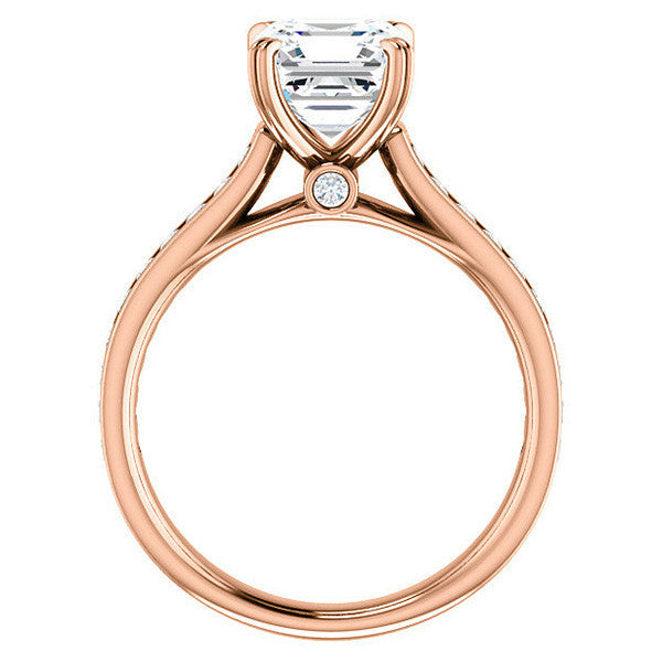 Asscher cut Moissanite Double Prong Channel Eng Ring