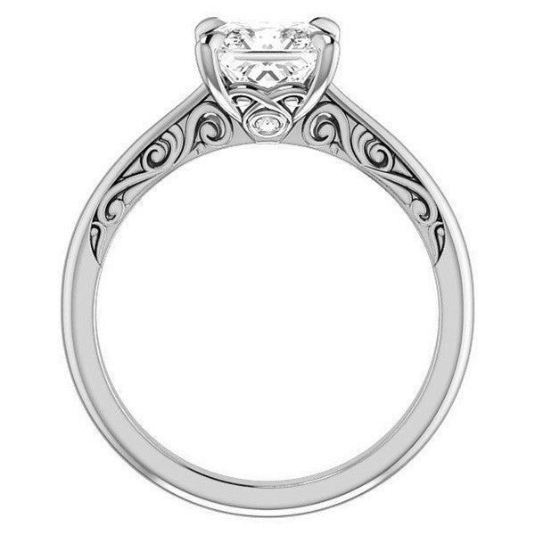 Asscher Surprise Stone Solitaire with Scroll Accents