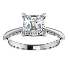 Asscher Surprise Stone Solitaire with Scroll Accents