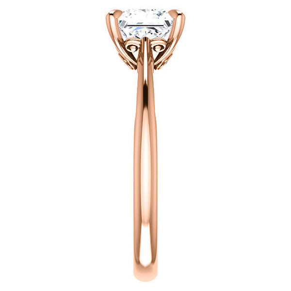 Asscher Surprise Stone Solitaire with Scroll Accents