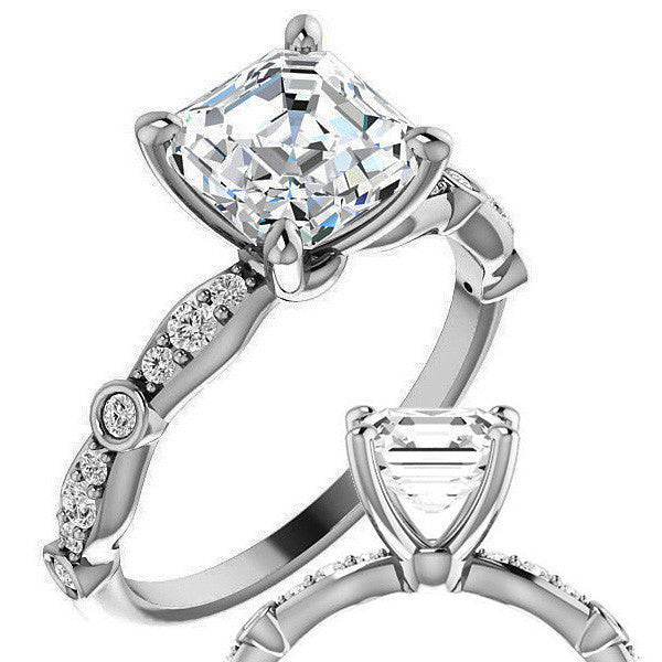 Asscher Moissanite Engagement Ring
