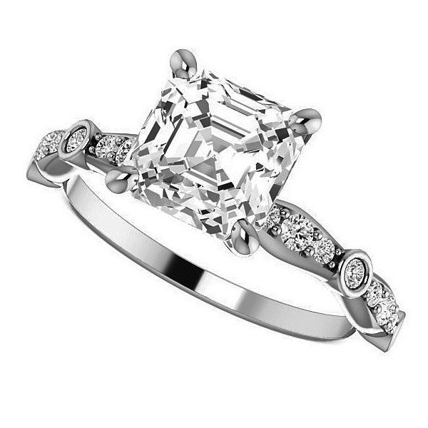 Asscher Moissanite Engagement Ring